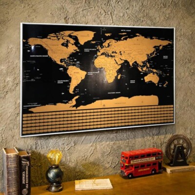 Landkarte Weltkarte Poster XXL zum Rubbeln Rubbelkarte mit Gold Scratch Kinder