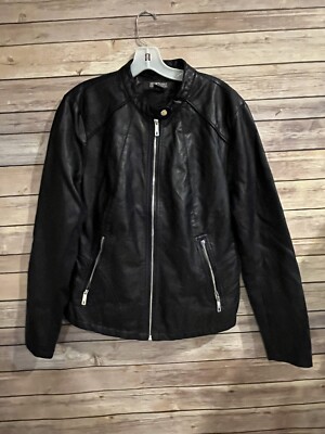 Kenneth Cole Reaction Jacket Coat Black Women’s Size XL Zipper Pockets 