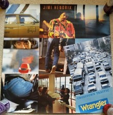 Wrangler Jeans 1990 Jimi Hendrix VINTAGE PROMOTIONAL Poster Cross Town Traffic