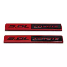 2x Red&Black Metal 5.0L COYOTE Emblem Badge V8 Engine Replacement Decal Sticker