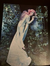 CHANEL Haute Couture Print Ad White Satin Dress Pink Hair Bare Foot 2011 Vogue