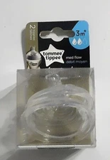 2 pack Tommee Tippee Closer to Nature Medium Flow Baby Bottle Nipples, 3+ months