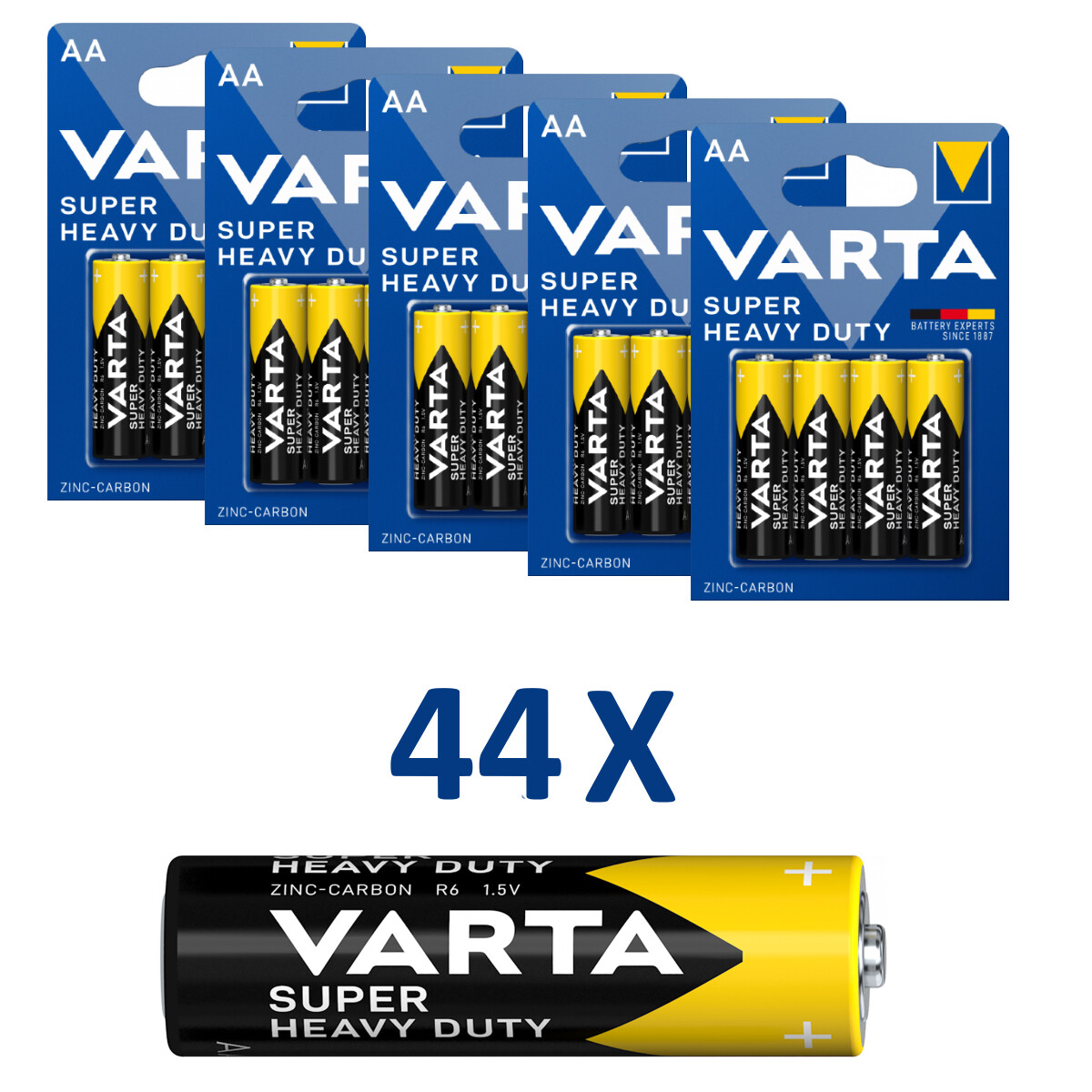 Thumbnail - 44 X Varta Superlife Heavy Duty Mignon Aa R06 Batterie Zink Carbon