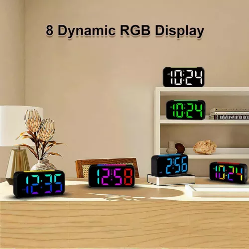 Touch Digital Alarm Clock LED Mirror Display Date Home Bedside Night Light Loud - Picture 5 of 7