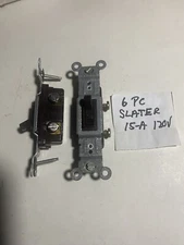 6 Pc Slater Toggle Single Pole 15 Amp Switch  Nos