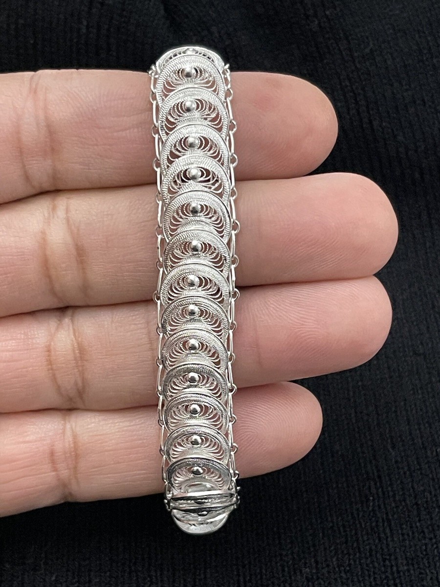 New Milor Italy Sterling Silver 925 Filigree Bead Centipede Link