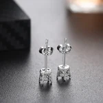Round 3.8mm to 4mm Solid 10K White Gold Precious Metal Without Stones Earrings 