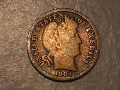 1909 S Barber Dime (Scarcer, Choice Toning, & Attractive)