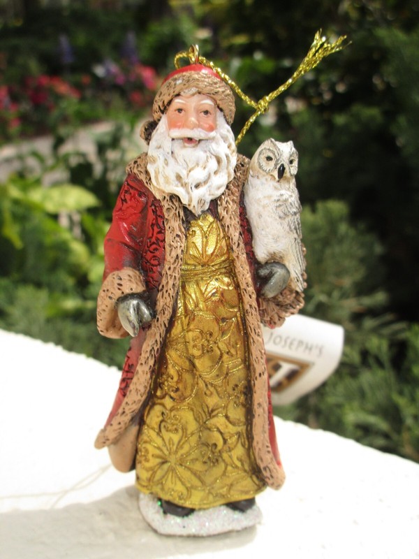 Old World Roman Joseph's Studio Christmas Tree Ornament Santa w Winter White Owl