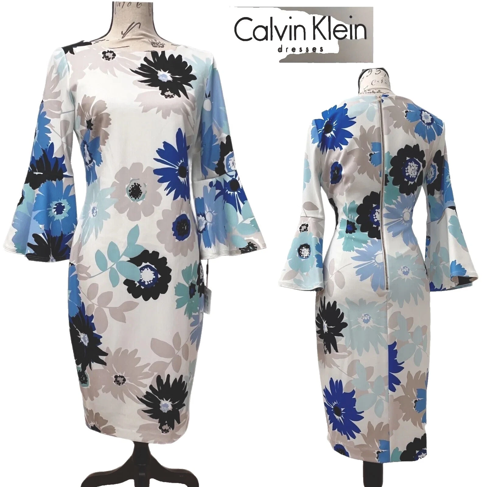 Calvin Klein Women's Sheath 3/4 Sleeve Floral Dresses for Women