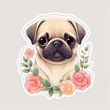 Pug Dog Vinyl Decal Sticker for Car, Laptop, Tumbler and More.  PR-Pug  001139