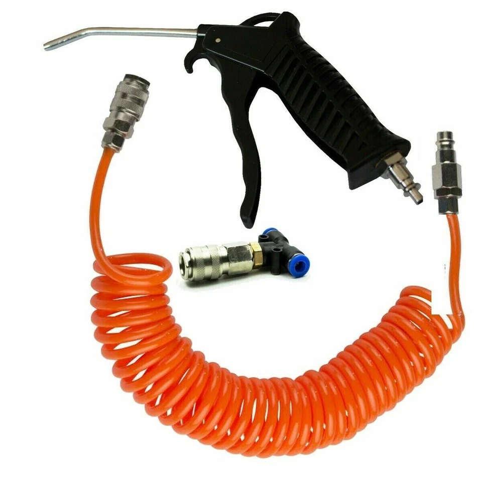 TUBO ARIA COMPRESSA FLESSIBILE PER COMPRESSORE 5 MT + PISTOLA SOFFIAGGIO - Immagine 4 di 4