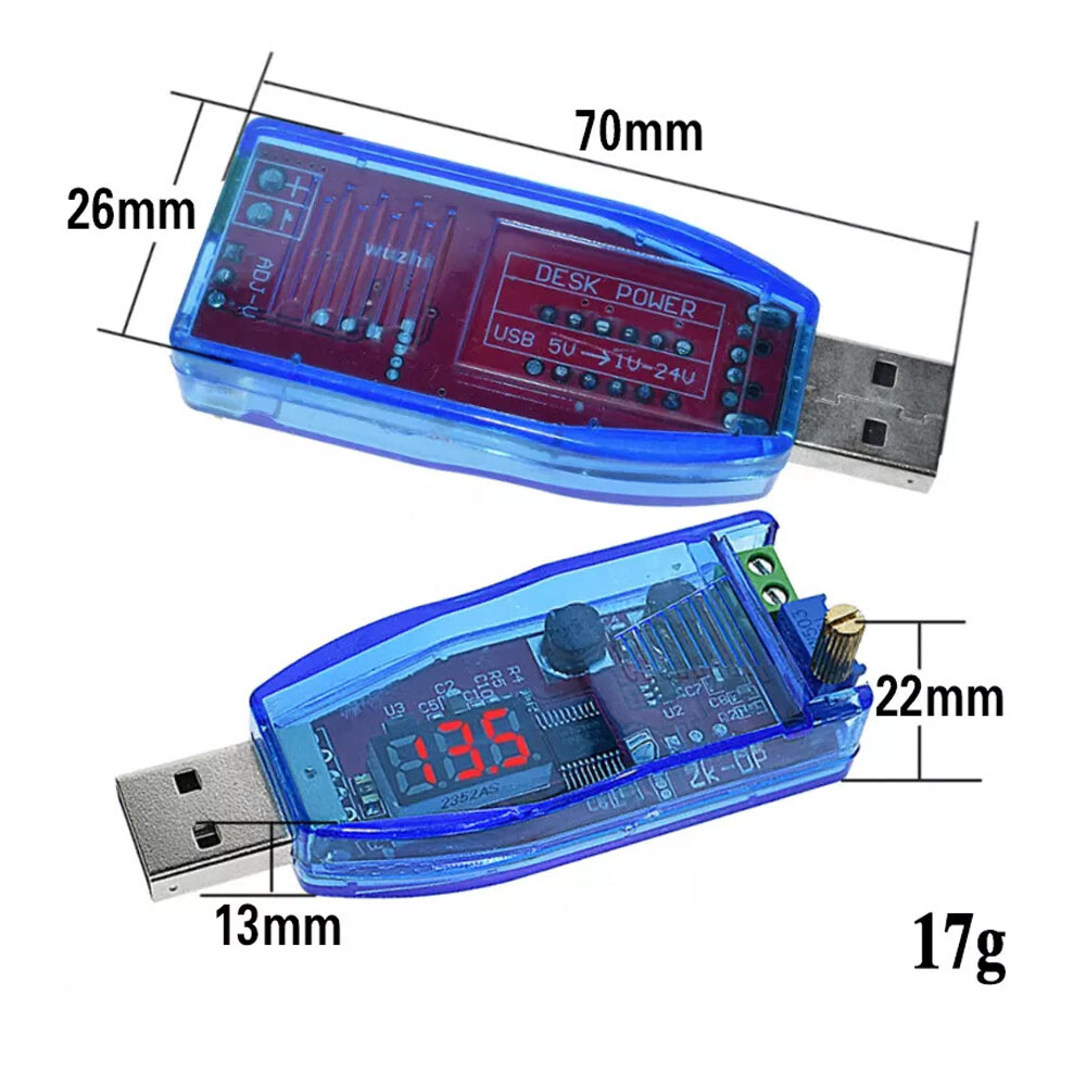1PC Red DC 5V to 1-24V USB Step Up Down Power Supply Module Buck Boost Converter