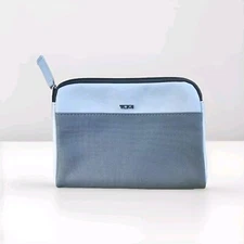 TUMI Toiletry Makeup Amenity Travel Kit Gray Nylon Bag Zip Small
