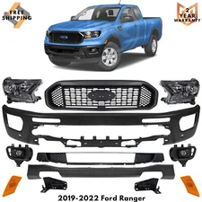 Front Bumper Face Bar Paintable & Grille Assembly Kit For 2019-2022 Ford Ranger