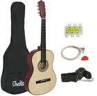 38"Acoustic Guitar Full Size Guitar w/Case,Strap,Tuner Pick for Beginner Natural