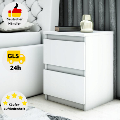 Nachttisch Nachtschrank Weiß Hochglanz Kommode Nachtkonsole für