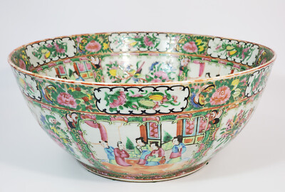19th Century Chinese Export Rose Medallion Punch Bowl, 16
