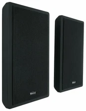 2) Rockville RockSlim Black Front+Rear Surround Sound Home Theatre Wall Speakers
