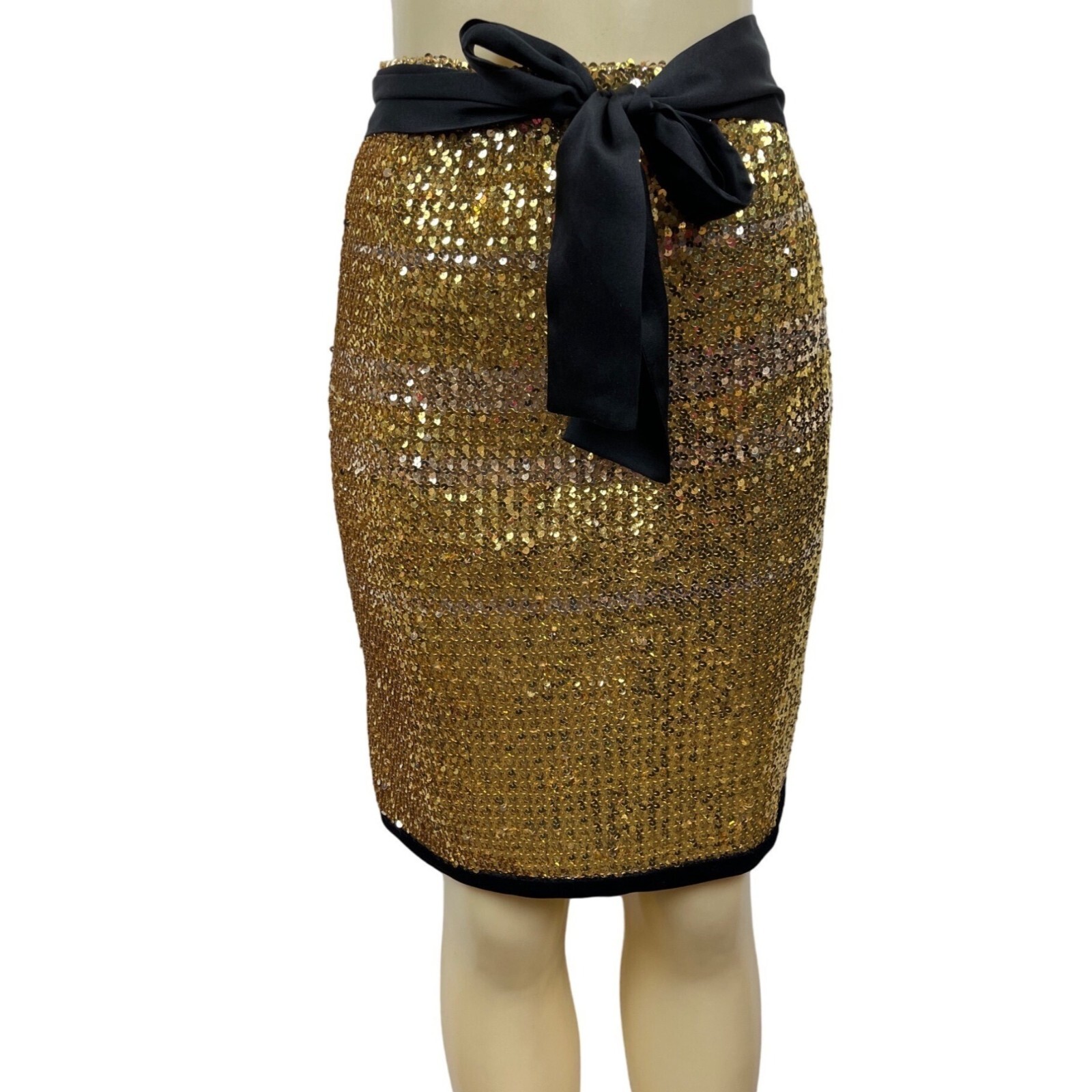 Gonna paillettes tubo oro Made in France Saint Laurent taglia 44 (34 US)