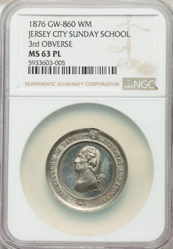 Musante GW-860 - 1876 Jersey City Sunday Schools / NGC MS-63 PL