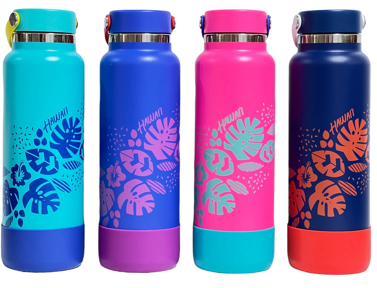 Hydro Flask 40 oz Stainless Ltd Ed Hawaii Wide Mouth Cobalt & Hydrangea Boot