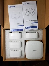 YoLink Smart Home Hub & 4 Pack Water Leak Sensor 4 - New in Open Box (EL134)