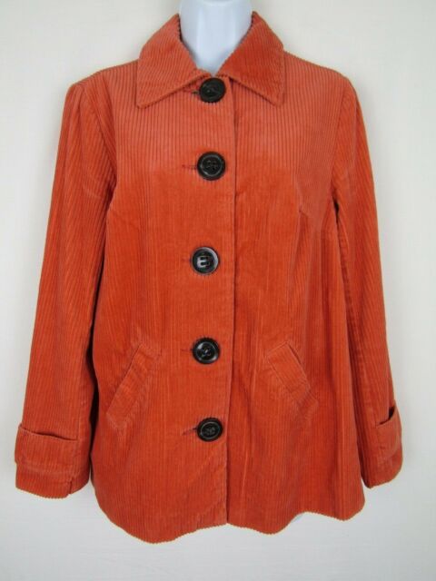 Relativity Womens Cotton Orange Corduroy Button Down Jacket sz S | eBay