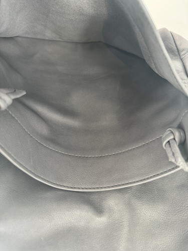 Vintage Gray Soft Deer Skin Leather Stitched Shoulder Bag Satchel Purse Handbag - Picture 14 of 21
