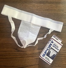 RARE Vintage SPORT Men Jockstrap White Premium Athletic Supporter Size XL 40-46"