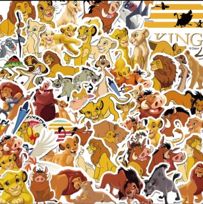 Lion King 50 pcs Stickers, Waterproof Decals Simba Nala Mufasa Scar No Repeats