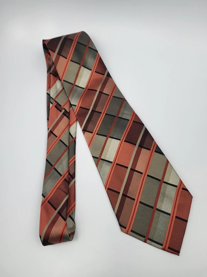 Corbata de seda Crazy Horse Claiborne roja rosa negra gris a cuadros para hombre 57 x 3,75 Foto 2 de 4