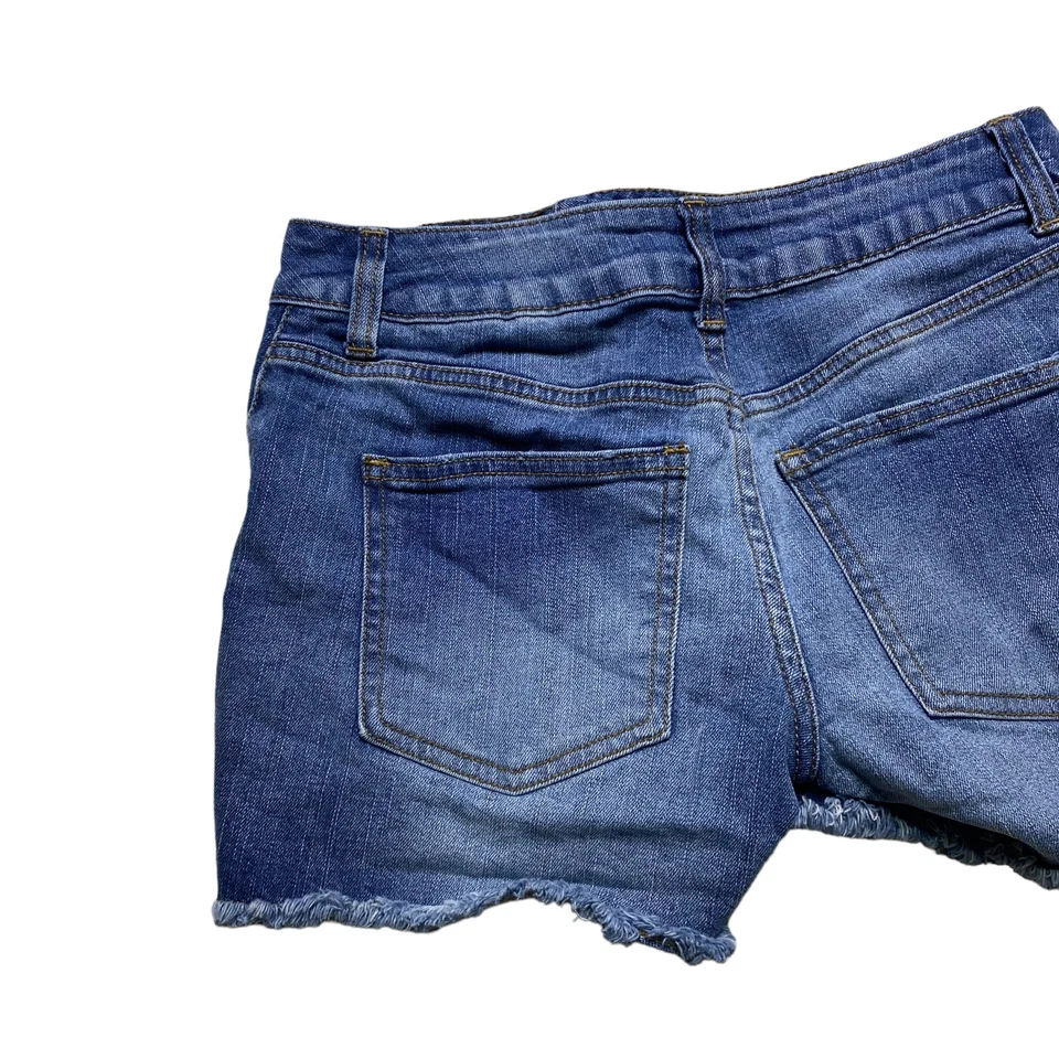 Pantalones Cortos de Jean Maurices Para Mujer Talla 2 Corte Deshilachado Desgastado Denim Lavado Medio Foto 3 de 4