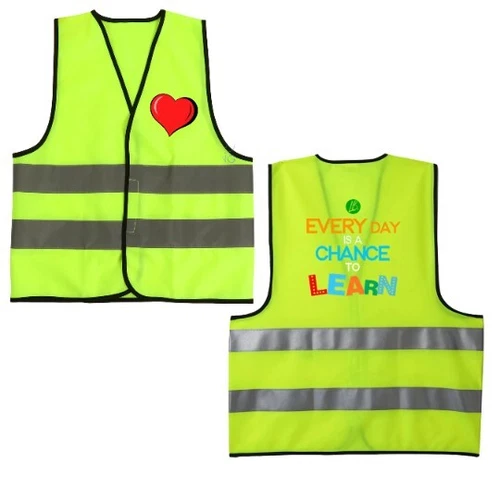 Full Color Printed Personalized Custom on the bak Kids Reflective Safety Vest - product listing photo