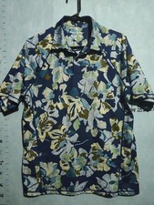 Tommy Bahama Shirt Mens Medium Blue Green Floral IslandZone UPF Polo Golf Casual