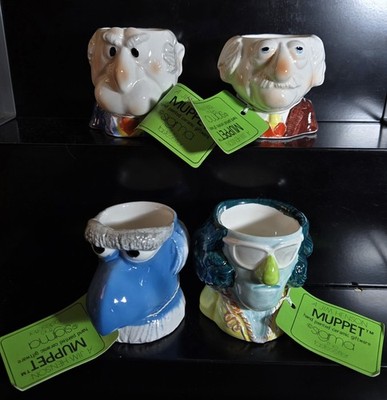 Sigma Disney Muppet Egg Cup Set Sam Zoot Waldorf Statler Vintage 70's Tags & Box
