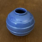 FRANKOMA Pottery Blue 2.75" SMALL ROUND RINGED JAR MINI VASE #500 Royal