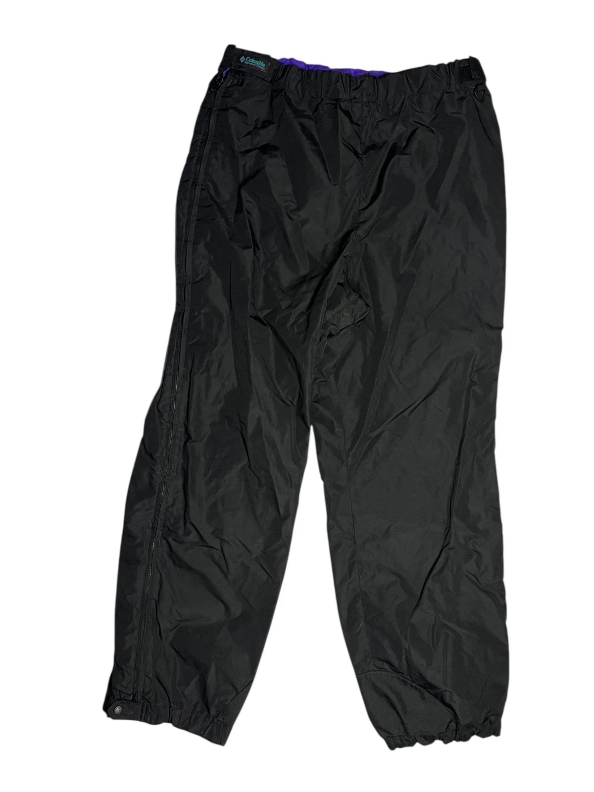 Vtg COLUMBIA Black/Purple Nylon REVERSIBLE SNOW PANTS Ski Winter Rain Men's L