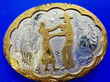 Couple Square Dancing American Folk Dance Two Tone Belt Buckle DT Handcrafted