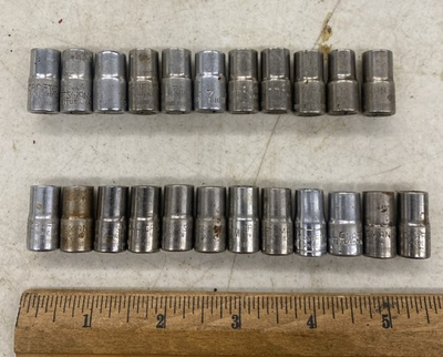#ad 20 pieces Lot Vintage Craftsman USA Made 1 4 Drive 7mm Sockets READ M0567L $28.00