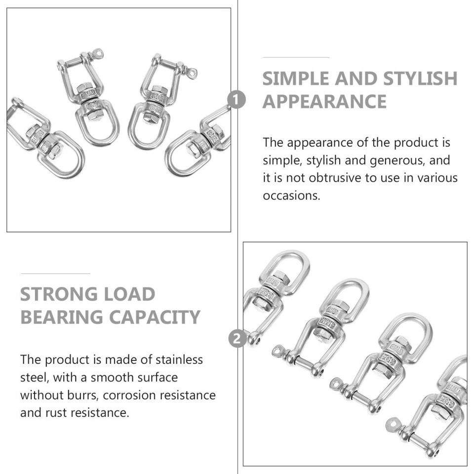 4pcs pratici anelli girevoli in acciaio inox anelli girevoli durevoli (argento) - Immagine 4 di 4