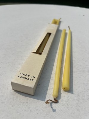 6 Vintage Made In Denmark 12in Skinny Taper Candles MCM Braided Wick OPEN BOX