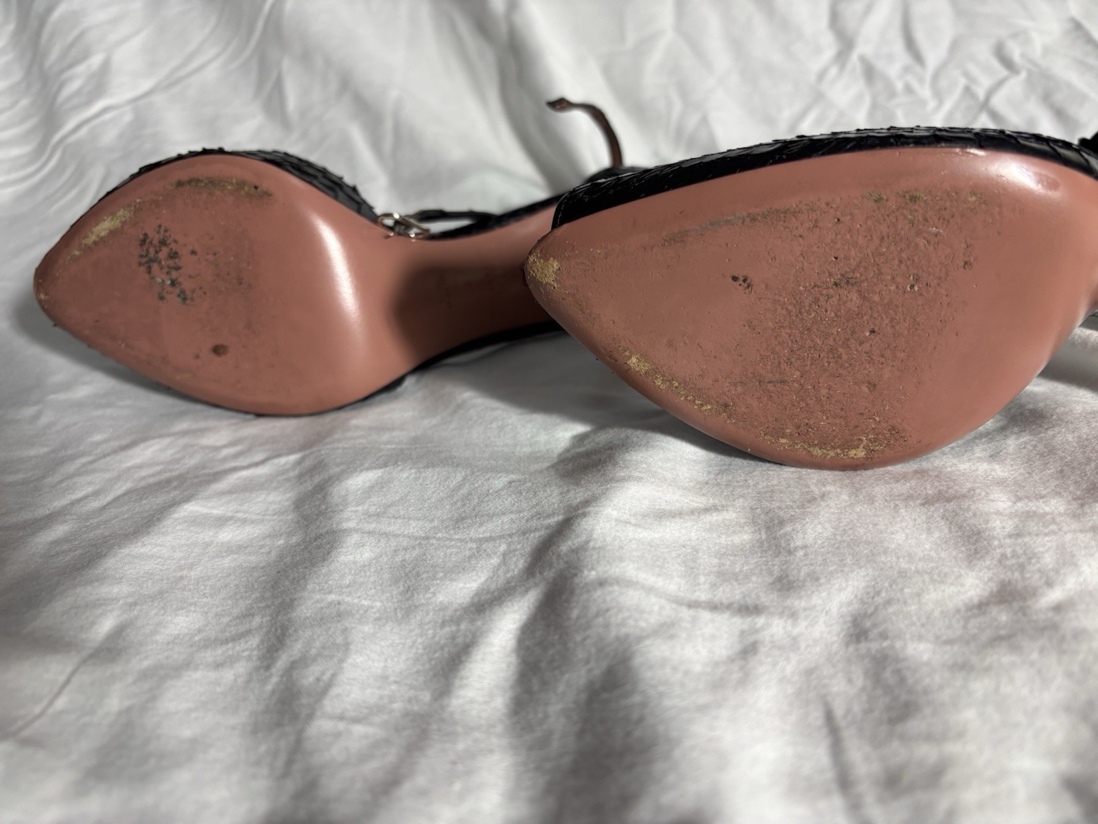 Bally black python leather 4-inch high heels size… - image 14