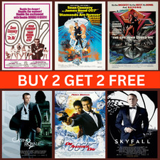 JAMES BOND MOVIE POSTERS CLASSIC RETRO CINEMA POSTER WALL ART A5 A4 A3