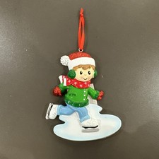 Ice Skater boy Personalized Christmas Ornament Polar X