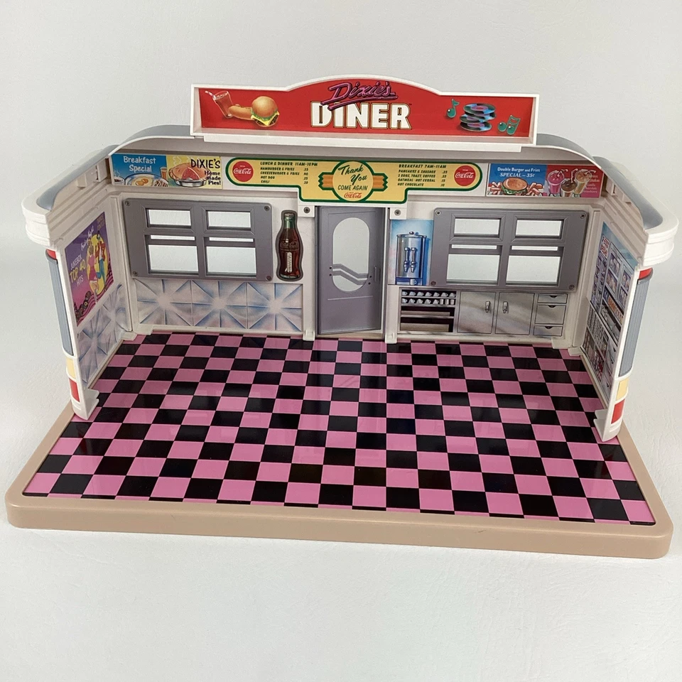 Dixie's Diner Drive In Playset Mini Boneca Moda Antiga Tyco Vintage Anos 80 1988 Brinquedo - Imagem 2 de 4