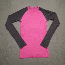 Lululemon Swiftly Tech Shirt Women's Size 4 Pink Grey Long Sleeve Running Crew
