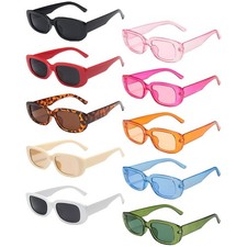 10/20 Pack Retro Narrow/Chunky Rectangle Sunglasses for Women Men 90s Trendy ...