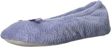 isotoner Women's Diamond Microterry Ballerina Slippers 8-9 Periwinkle Chevron