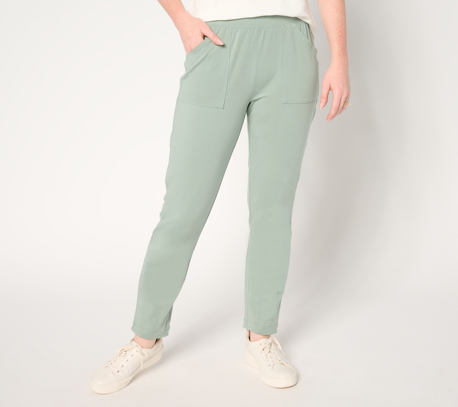 Anybody Women's Petite Pants PXS Cozy Knit Ankle with Darted Hem Green A689705